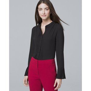 White House‎ Black Market Top Women's 8 Black Pin Tucked Chiffon Evening Office